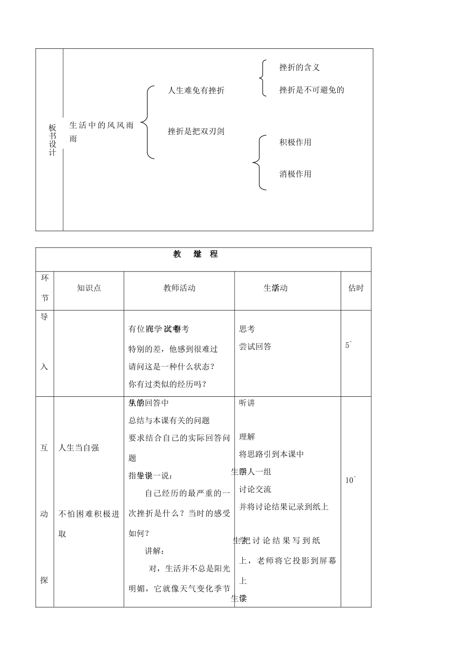 七年级思品上册 19生活中的风风雨雨同步教学设计 鲁教版教材_第2页