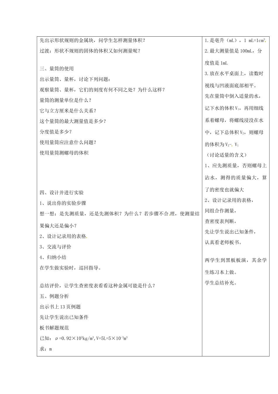 2014年春八年级物理下册 6.4 密度知识的应用教案一 苏科版_第2页