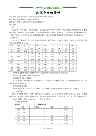人教版高中数学(文科)选修总体分布的估计4