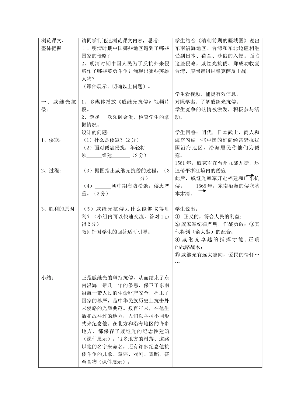 （2016年秋季版）七年级历史下册 第三单元 第16课 抗击外国侵略的英勇斗争教案 北师大版 (2)_第2页