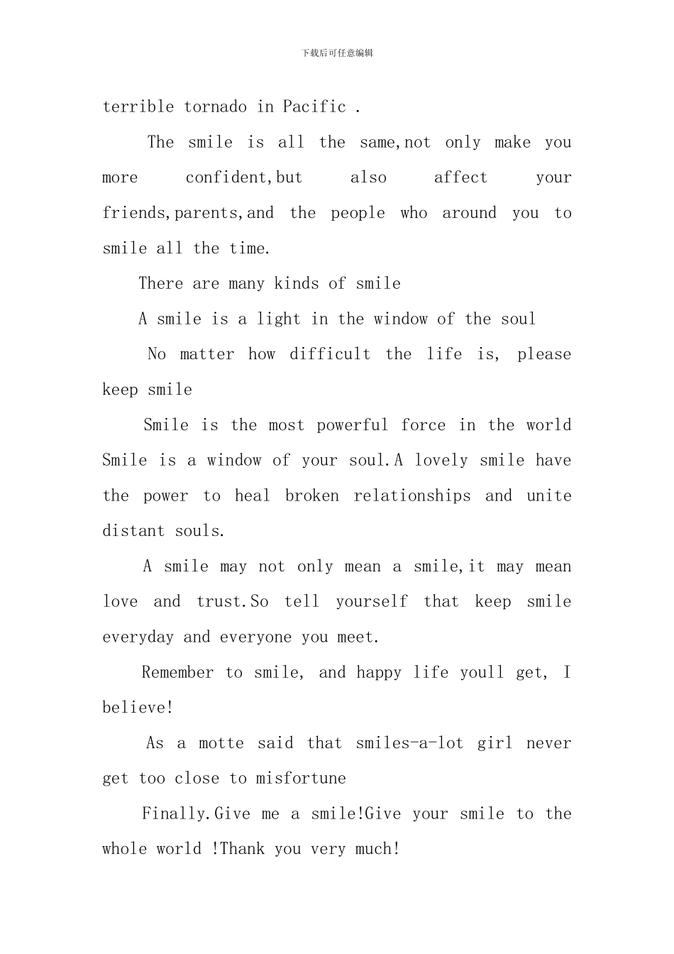 微笑的力量英语即兴演讲稿_第2页