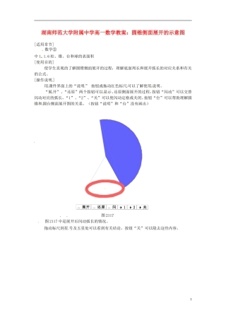 湖南师范大学附属中学高一数学 圆锥侧面展开的示意图教案