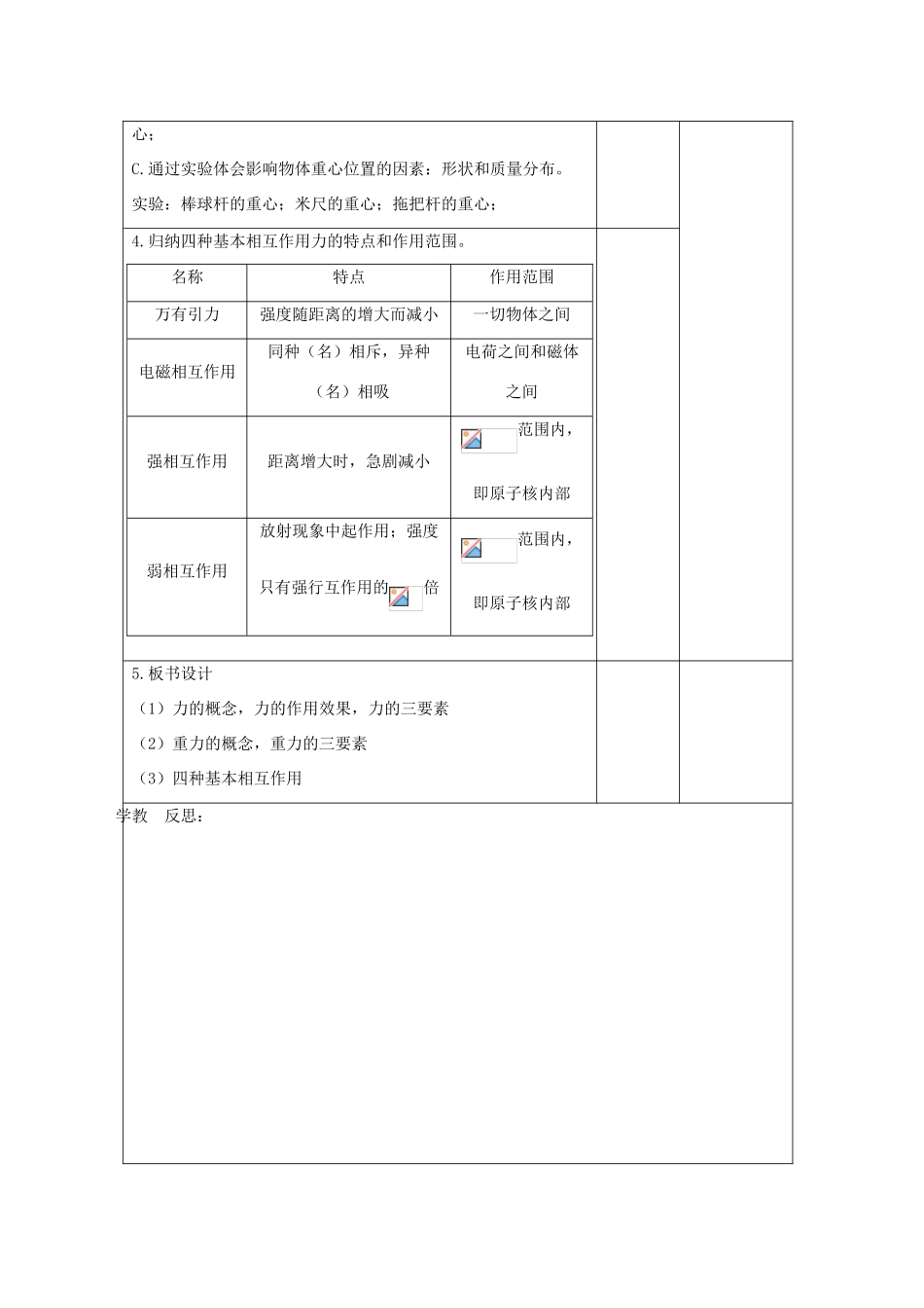 高中物理 第三章 相互作用 3.1 重力、基本相互作用教案4 新人教版必修1-新人教版高一必修1物理教案_第3页