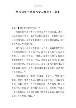 精选端午节优秀作文500字