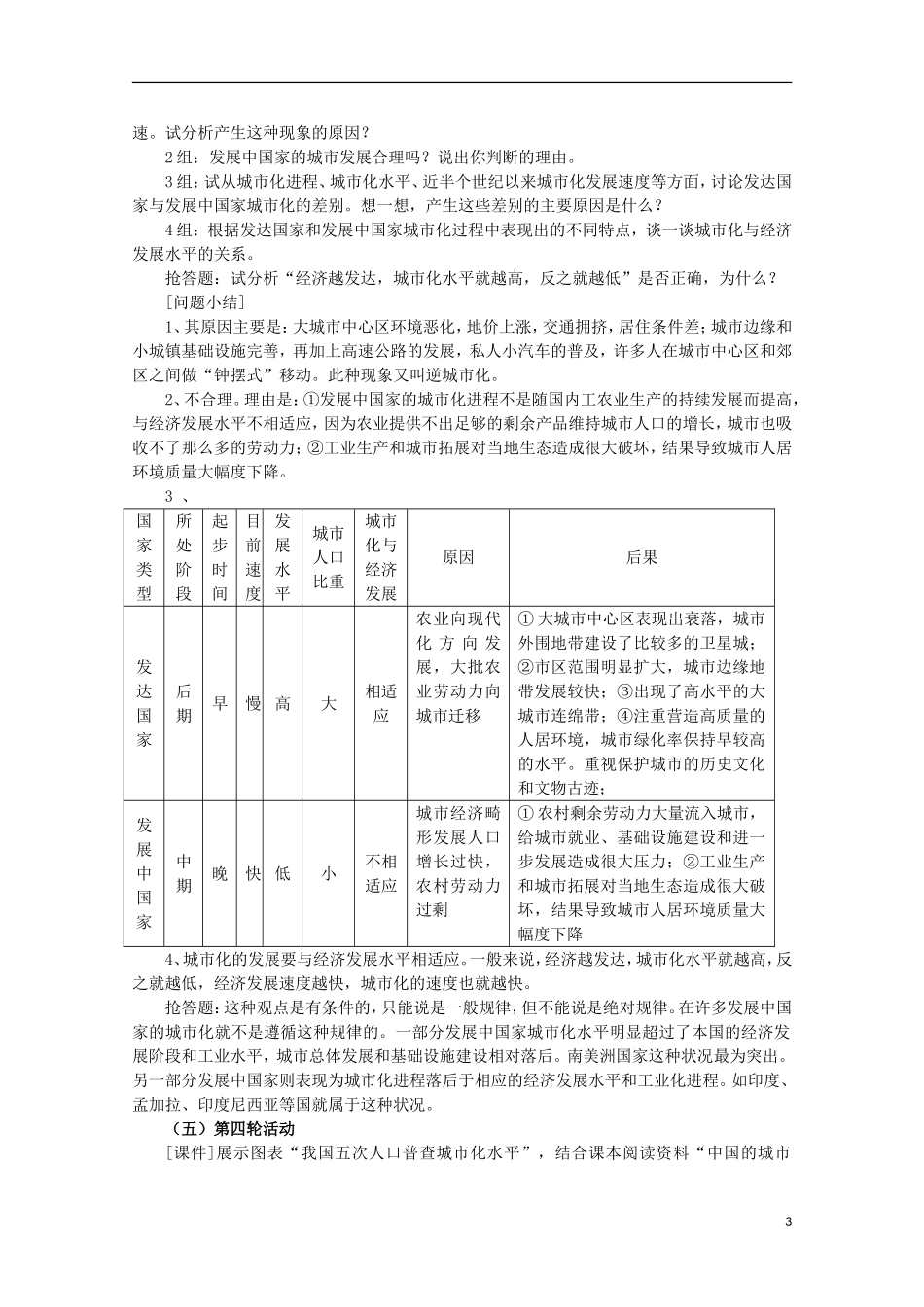 湖南省蓝山二中高一地理 2.2《城市化过程与特点》教案 新人教版_第3页
