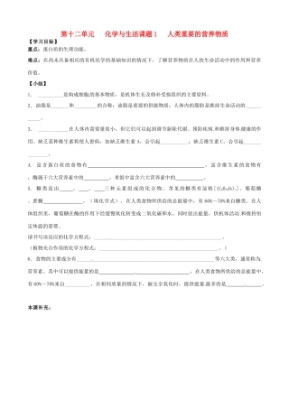 江苏省南京市第六中学九年级化学 第十二单元学案 人教版