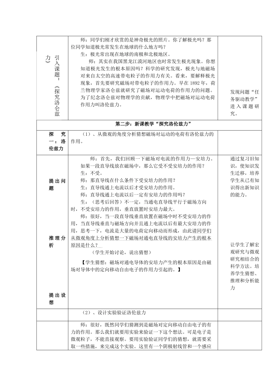 高中物理 第三章 磁场 3.4 磁场对运动电荷的作用—洛伦兹力教案 教科版选修3-1-教科版高二选修3-1物理教案_第2页
