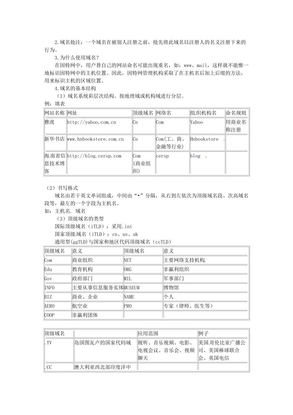 高中信息技术《网络技术应用》第二章 第一课 域名与域名管理 第1课时教案-人教版高中全册信息技术教案_第2页