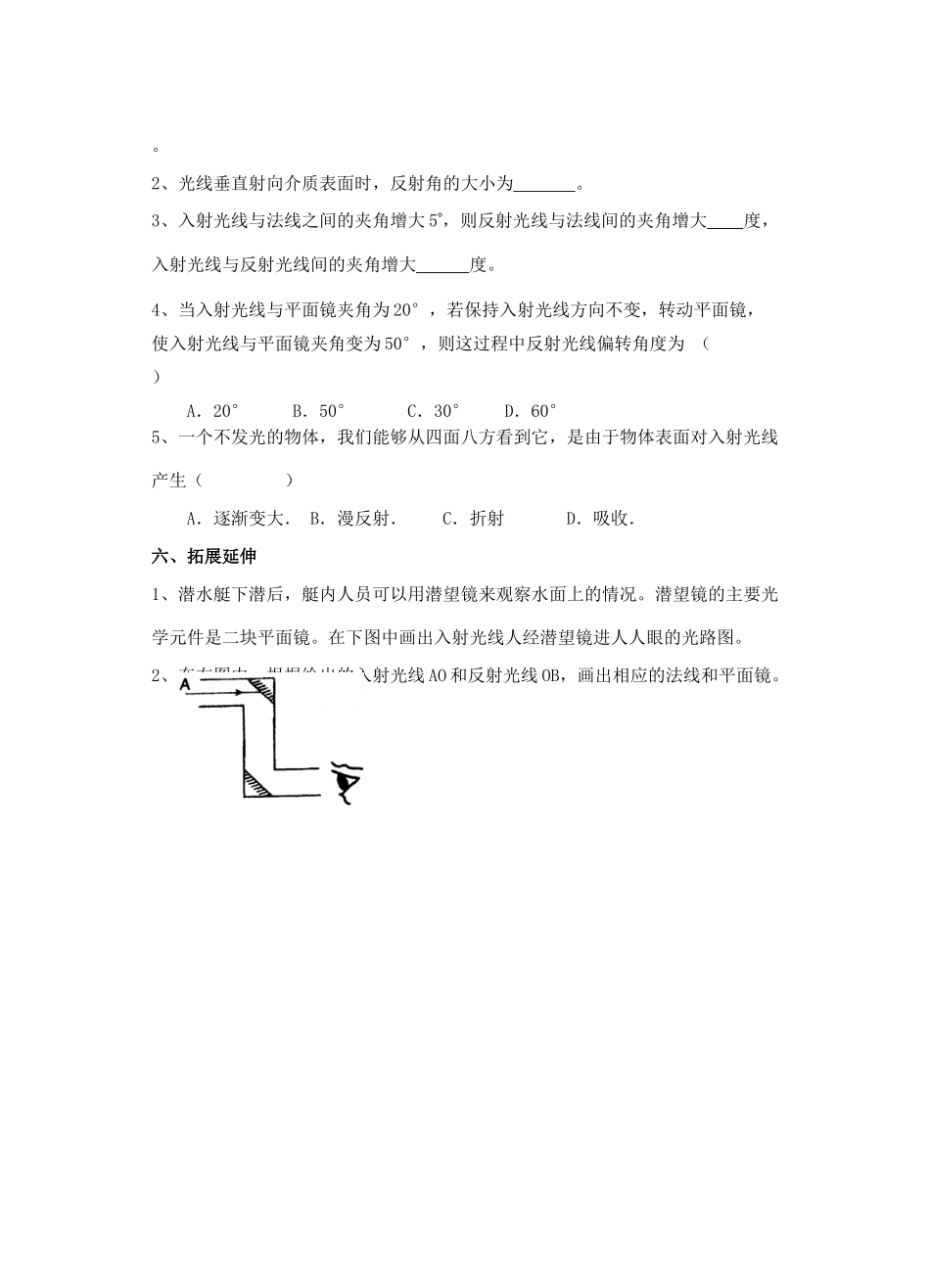 八年级物理上册 2.2《光的反射》讲学稿（无答案）人教新课标版_第3页