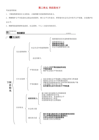 春中考政治 考点梳理复习 九年级 第三单元 同在阳光下学案 教科版-教科版初中九年级全册政治学案