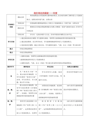 湖北省武汉市高考地理总复习 区域地理 我们邻近的国家——印度（1）教案-人教版高三全册地理教案