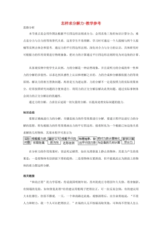 高中物理 第4章 第2节 怎样求分解力教学参考 沪教版必修1-沪教版高一必修1物理教案