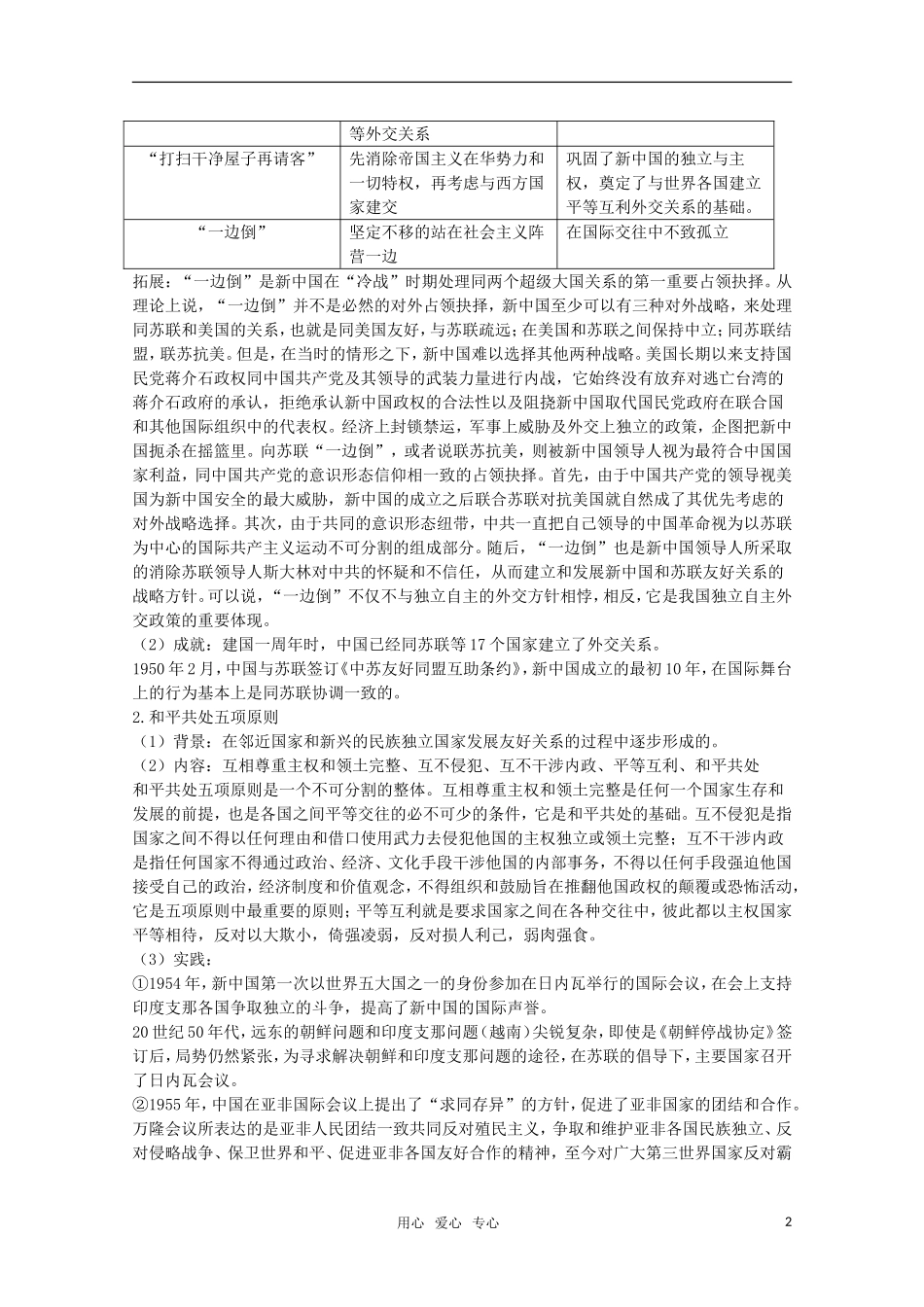 广东高一历史 第26课《屹立于世界民族之林——新中国外交》教案 岳麓版必修1_第2页