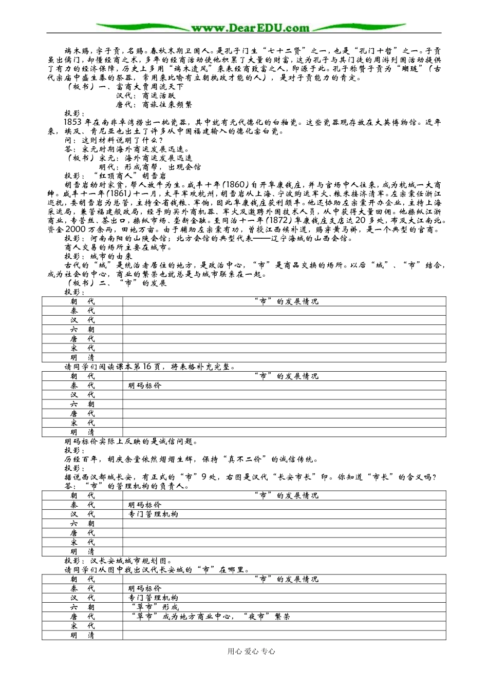人民版必修二高中历史专题一古代中国的商业经济教案_第2页