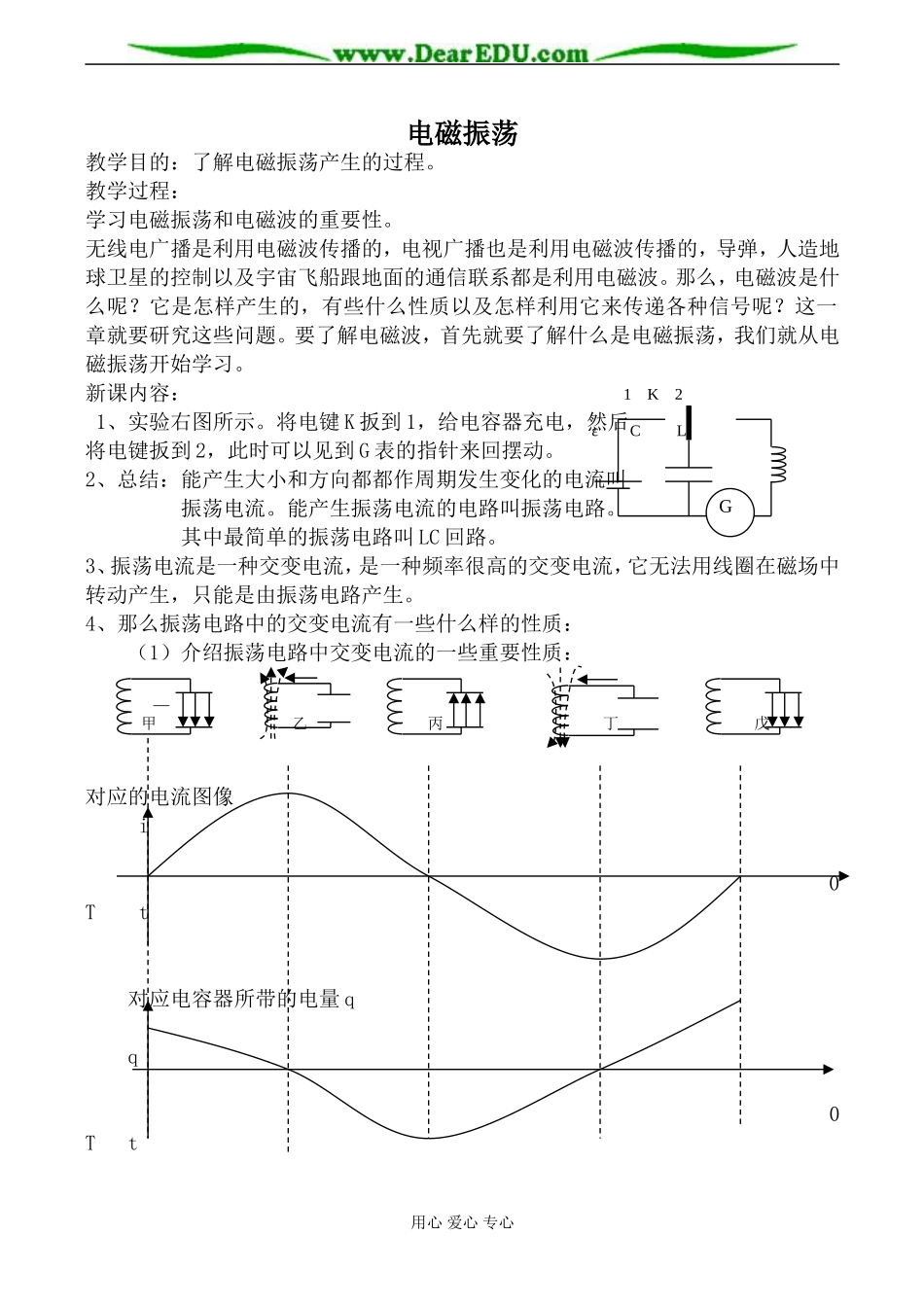 新人教版选修3-4高中物理电磁振荡教案_第1页