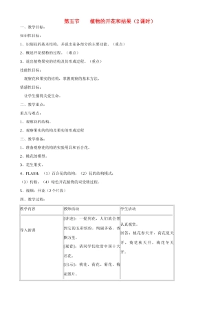 七年级生物上册 5-5植物的开花和结果教学设计苏教版教材