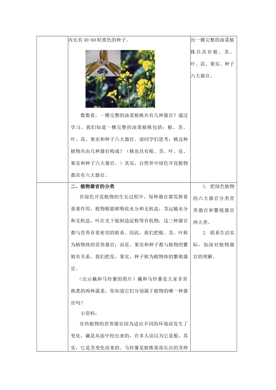 2013-2014学年七年级生物下册 9.1 植物体的组成教案 （新版）苏科版_第3页