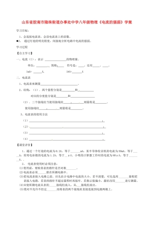 山东省胶南市隐珠街道办事处中学八年级物理《电流的强弱》学案