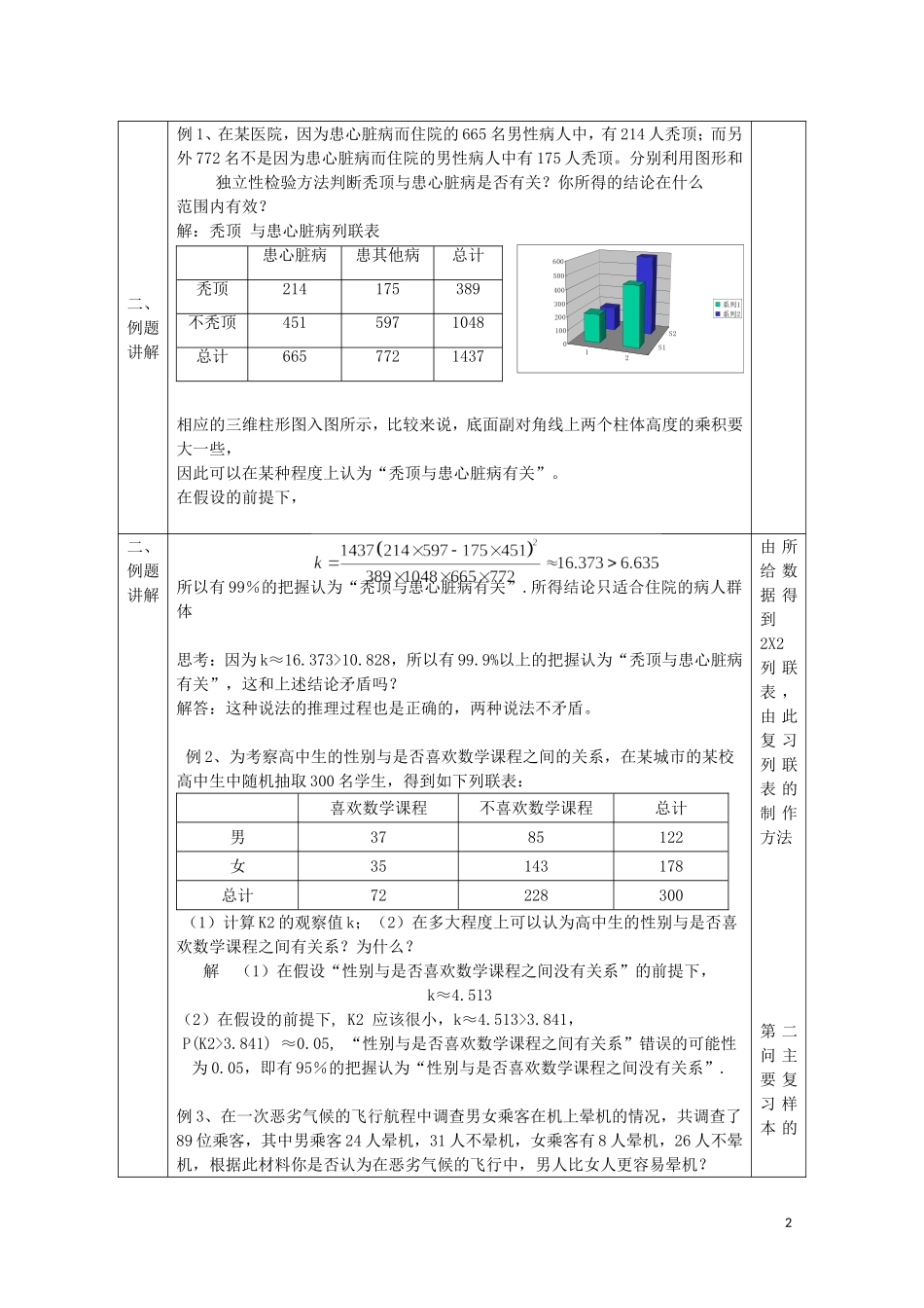 湖北省恩施巴东县第一高级中学高中数学 3.2独立性检验的基本思想及其应用（第2课时）教案 新人教版选修2-3_第2页