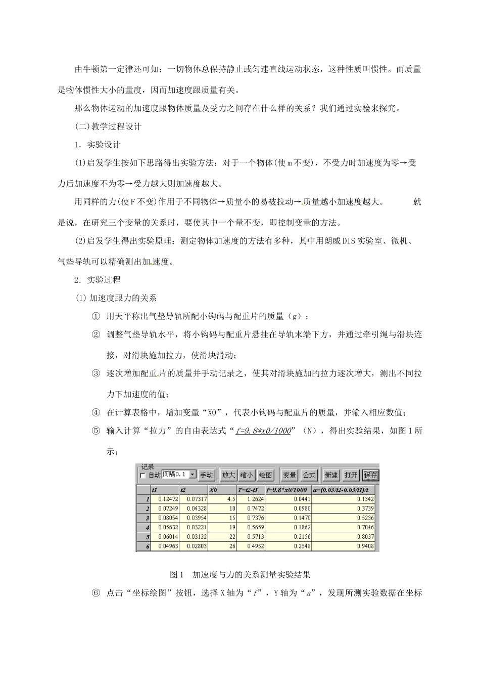 高中物理 第5章 研究力和运动的关系 5.3 牛顿第二定律 教案 沪科版必修1-沪科版高一必修1物理教案_第2页