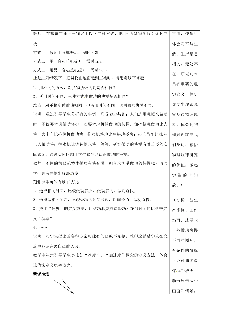 山东省郯城第三中学高中物理 《7.3 功率》教学设计 新人教版必修2_第2页