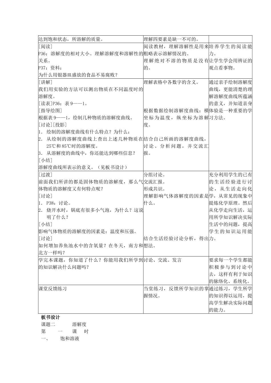 2013年九年级化学下册 第九单元 溶液 课题2 溶解度教案 （新版）新人教版_第3页