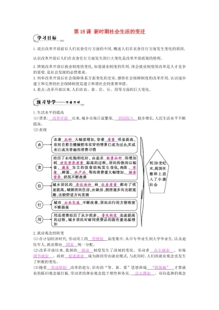 八年级历史下册 第18课《新时期社会生活的变迁》导学案 中华书局版-中华书局版初中八年级下册历史学案