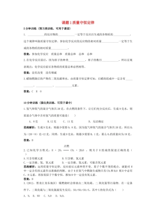 2013年秋九年级化学上册 第五单元 化学方程式 课题1 质量守恒定律课时训练 （新版）新人教版