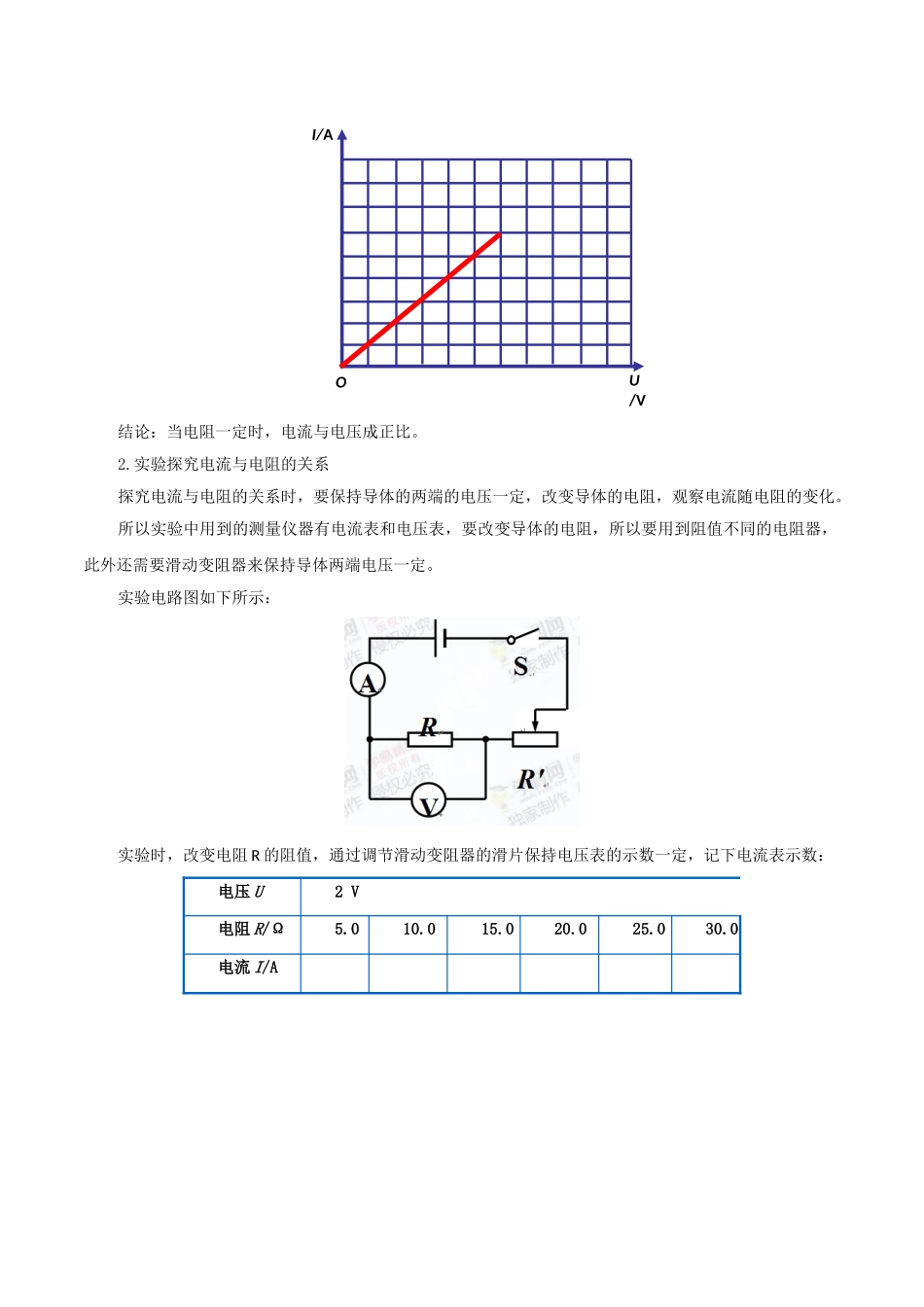 北大绿卡九年级物理全册 第17章 第1节 电流与电压和电阻的关系导学案 （新版）新人教版-（新版）新人教版初中九年级全册物理学案_第2页