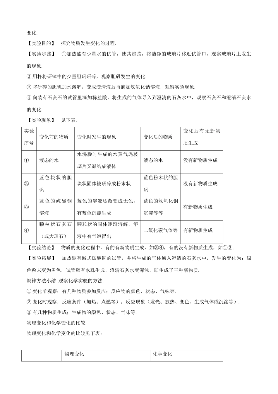 九年级化学上册 1.1《物质的变化和性质》导学案 人教新课标版_第2页