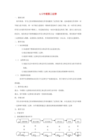 高中物理 第四章 牛顿运动定律 4.5牛顿第三定律教案2 新人教版必修1-新人教版高一必修1物理教案