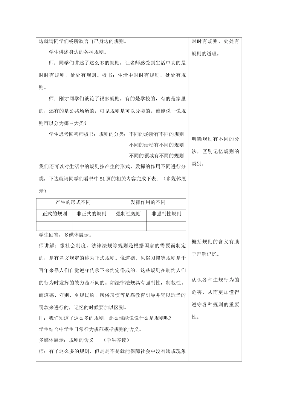 七年级政治下册 第六课 规则与秩序 1、规则种种教学设计 教科版教材_第2页
