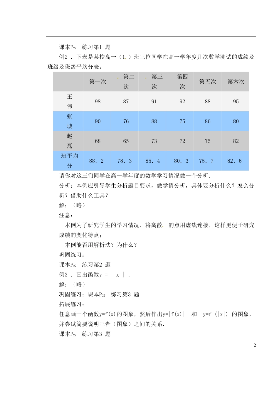 湖南师范大学附属中学高一数学 1.2.2函数的表示法教案_第2页
