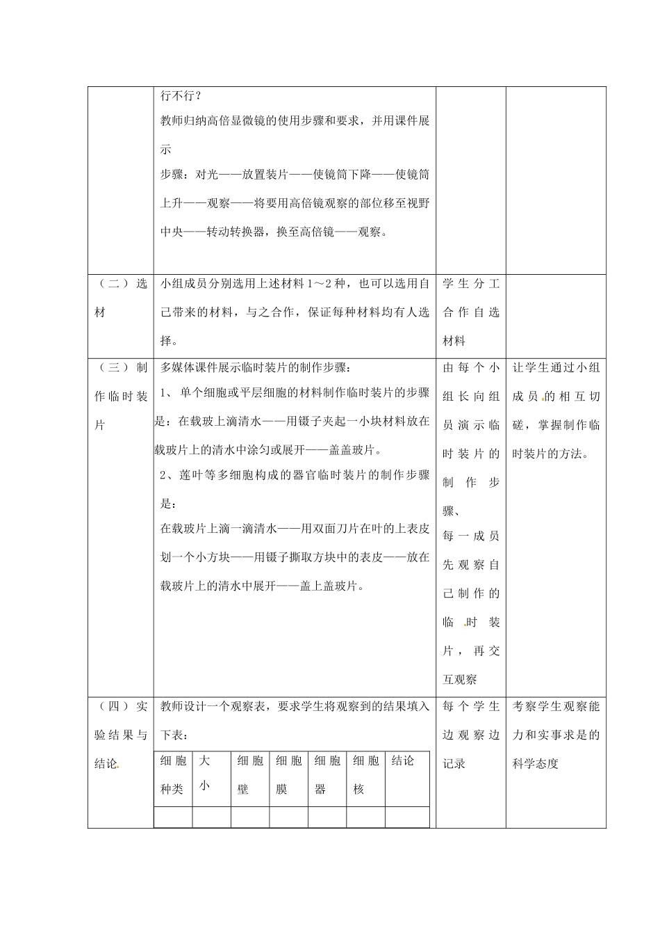 辽宁省沈阳市第二十一中学高一生物《细胞的多样性和统一性》教案 新人教版_第3页