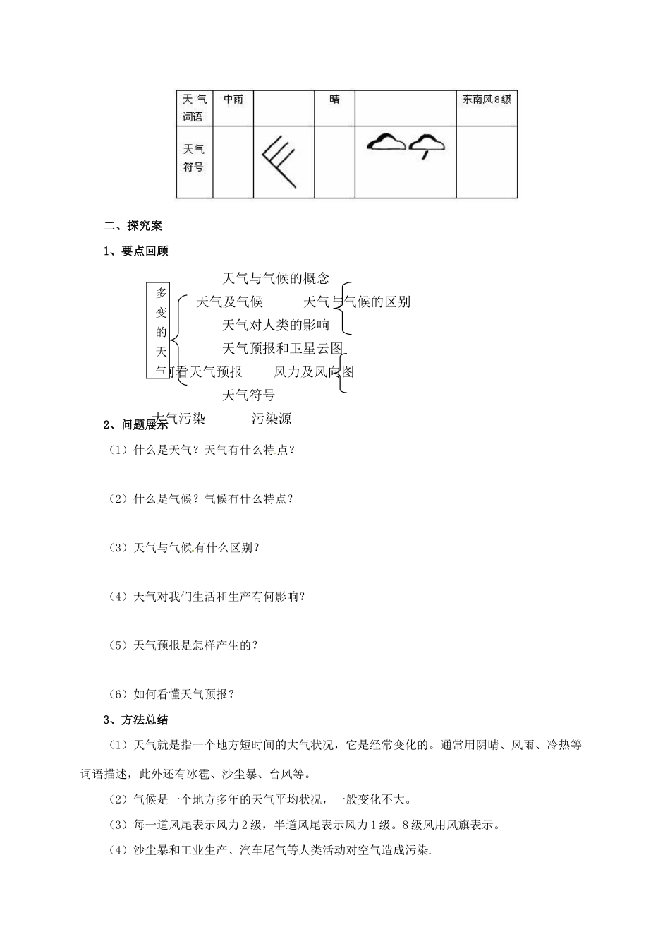 辽宁省凌海市七年级地理上册 3.1 多变的天气导学案 （新版）新人教版-（新版）新人教版初中七年级上册地理学案_第2页