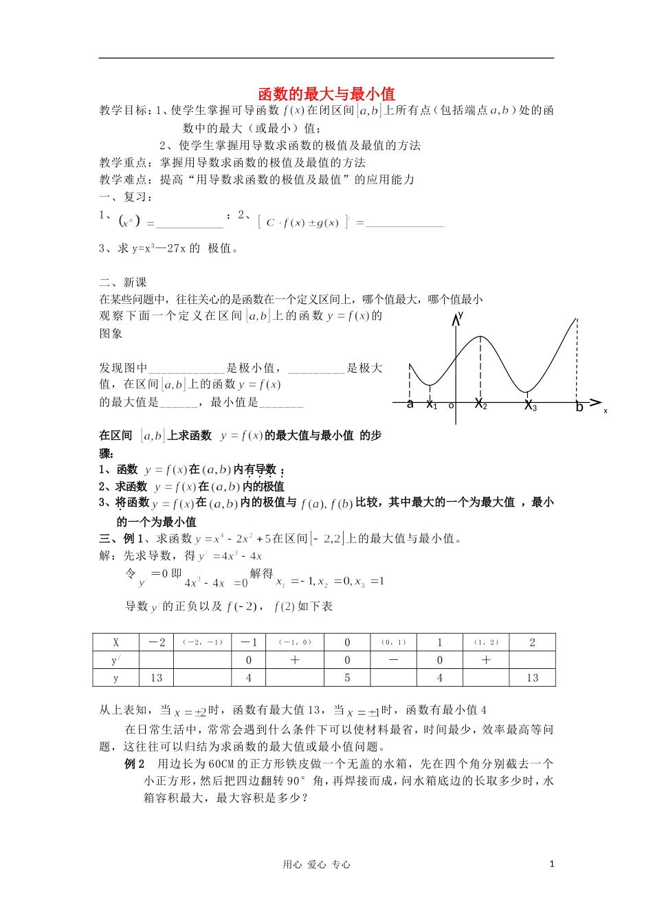 广西高中数学 函数的最大最小值教时教案 大纲人教版_第1页