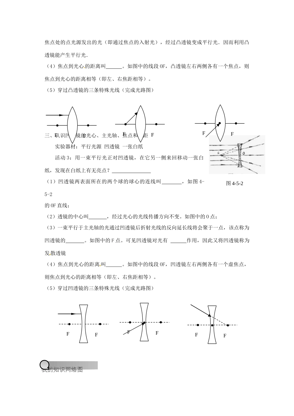 重庆市永川区第五中学校八年级物理全册《4.5 透镜》导学案（无答案） 沪科版_第2页