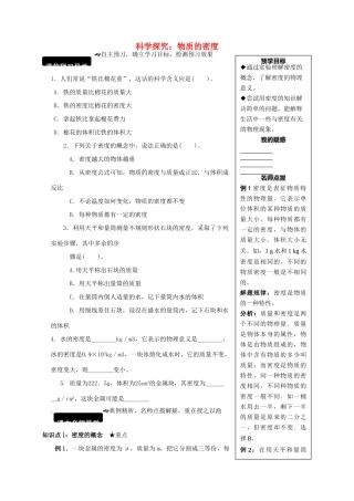 八年级物理全册 5.3 科学探究 物质的密度学案 （新版）沪科版-（新版）沪科版初中八年级全册物理学案