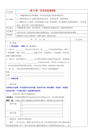 九年级历史下册 3.12《苏东的艰难探索》学案 北师大版 
