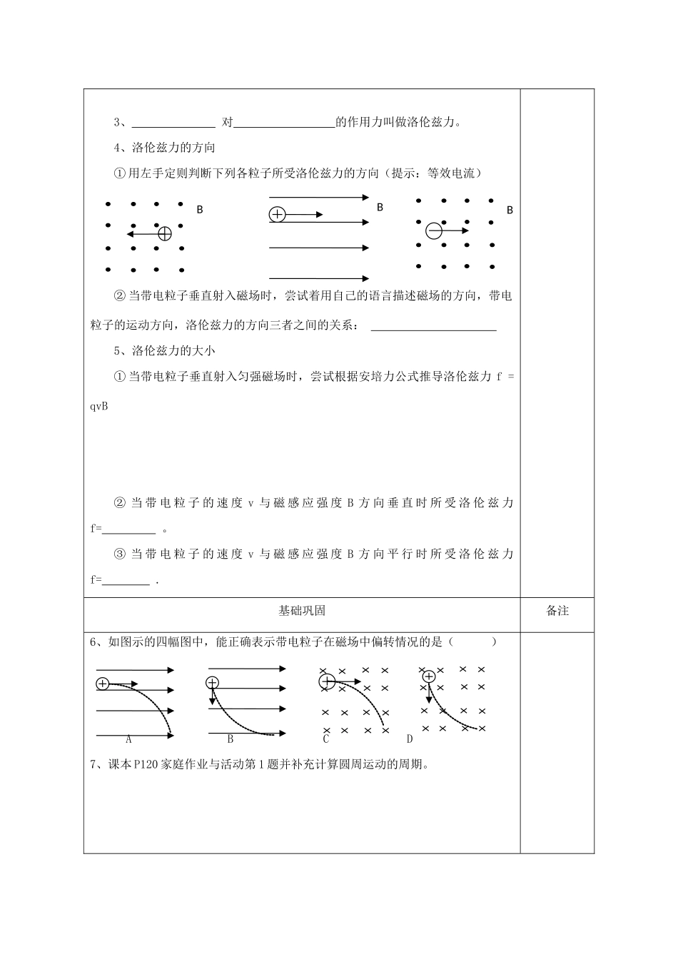 陕西省渭南市澄城中学高二物理 探究洛伦兹力教案_第2页