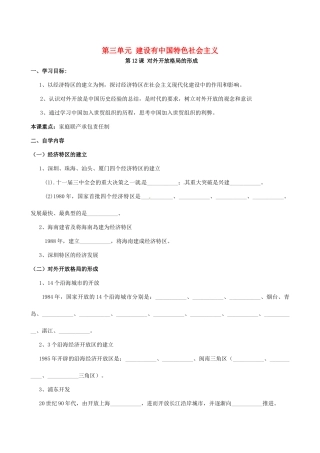 八年级历史下册 第12课 对外开放格局的形成学案 岳麓版
