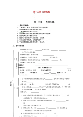 江西省金溪县第二中学中考物理 第十三章 力和机械导学案 新人教版