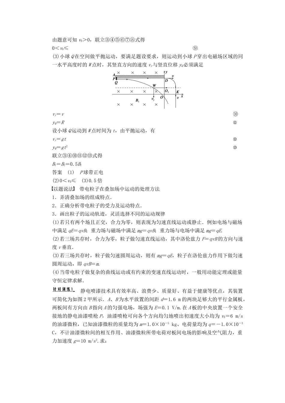 广西南宁市高三物理复习 专题六 电场与磁场 第2课时 带电粒子在复合场中的运动讲义-人教版高三全册物理教案_第3页