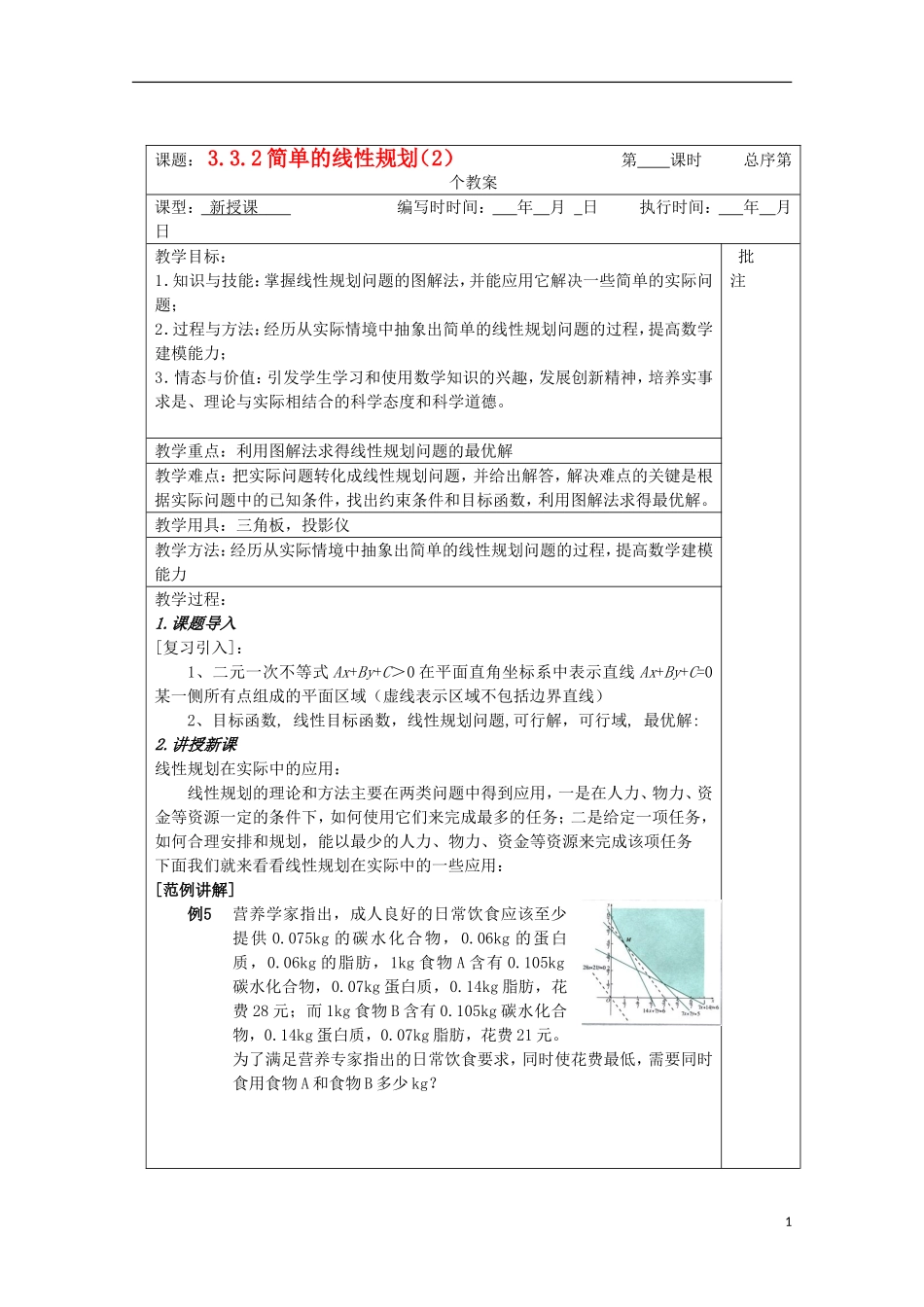 江苏省睢宁县李集中学高中数学第三章3.2简单的线性规划（2）教案 新人教版必修5_第1页