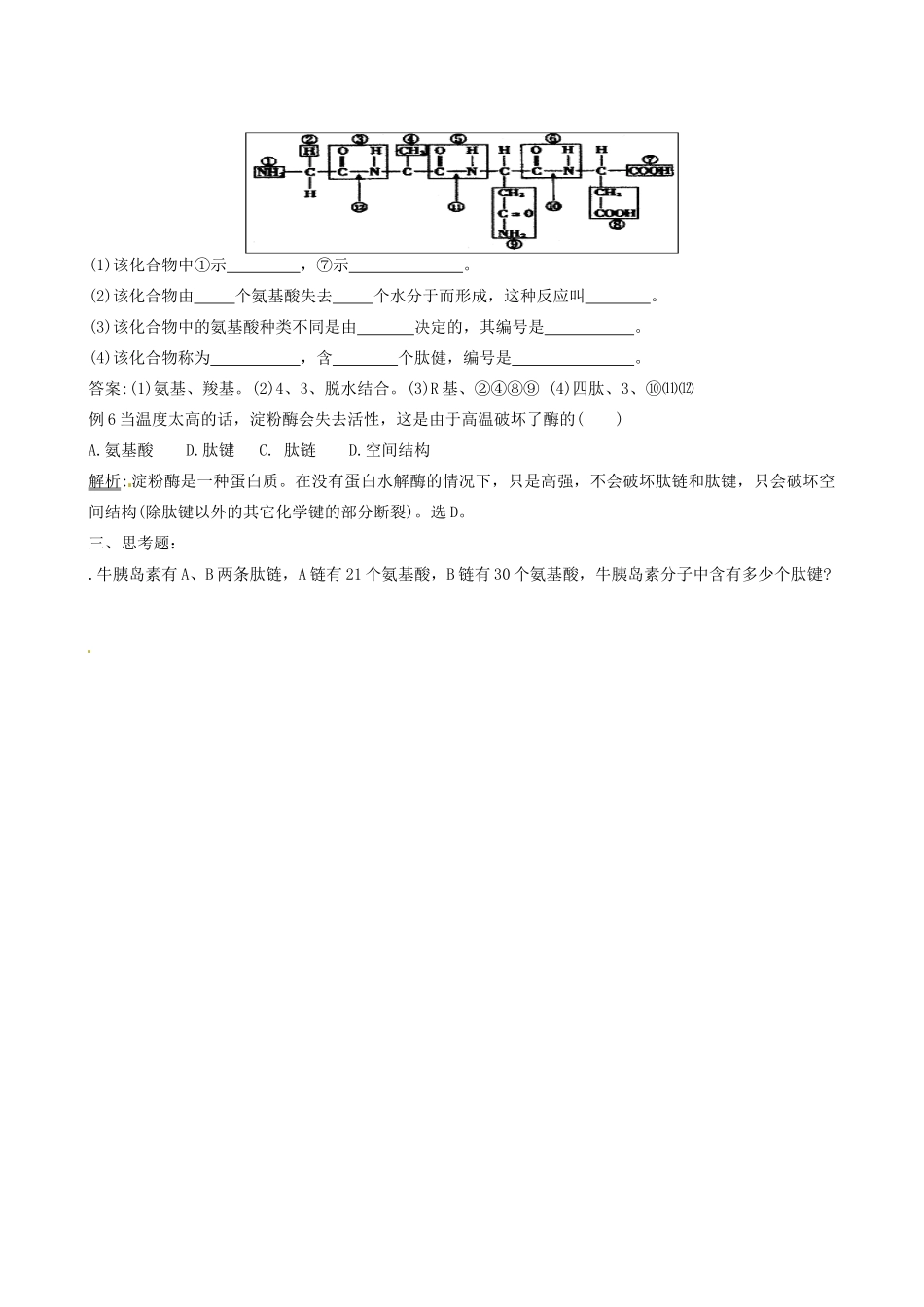 浙江省桐庐分水高级中学高一生物《细胞中的生物大分子》教案2 苏教版必修1_第3页