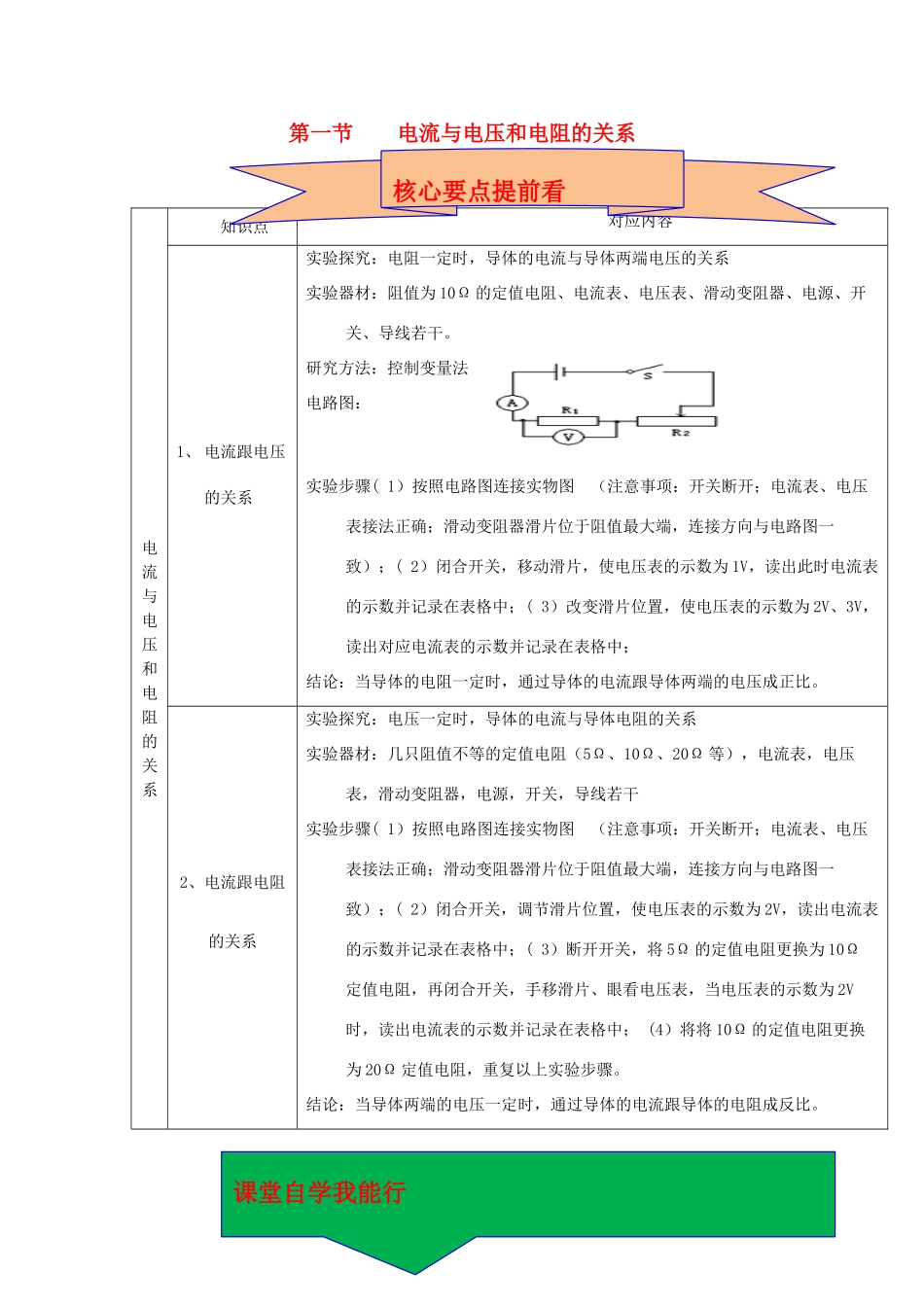 （备战中考）中考物理 17.1 电流与电压、电阻的关系学习方案（解析版） 新人教版_第1页