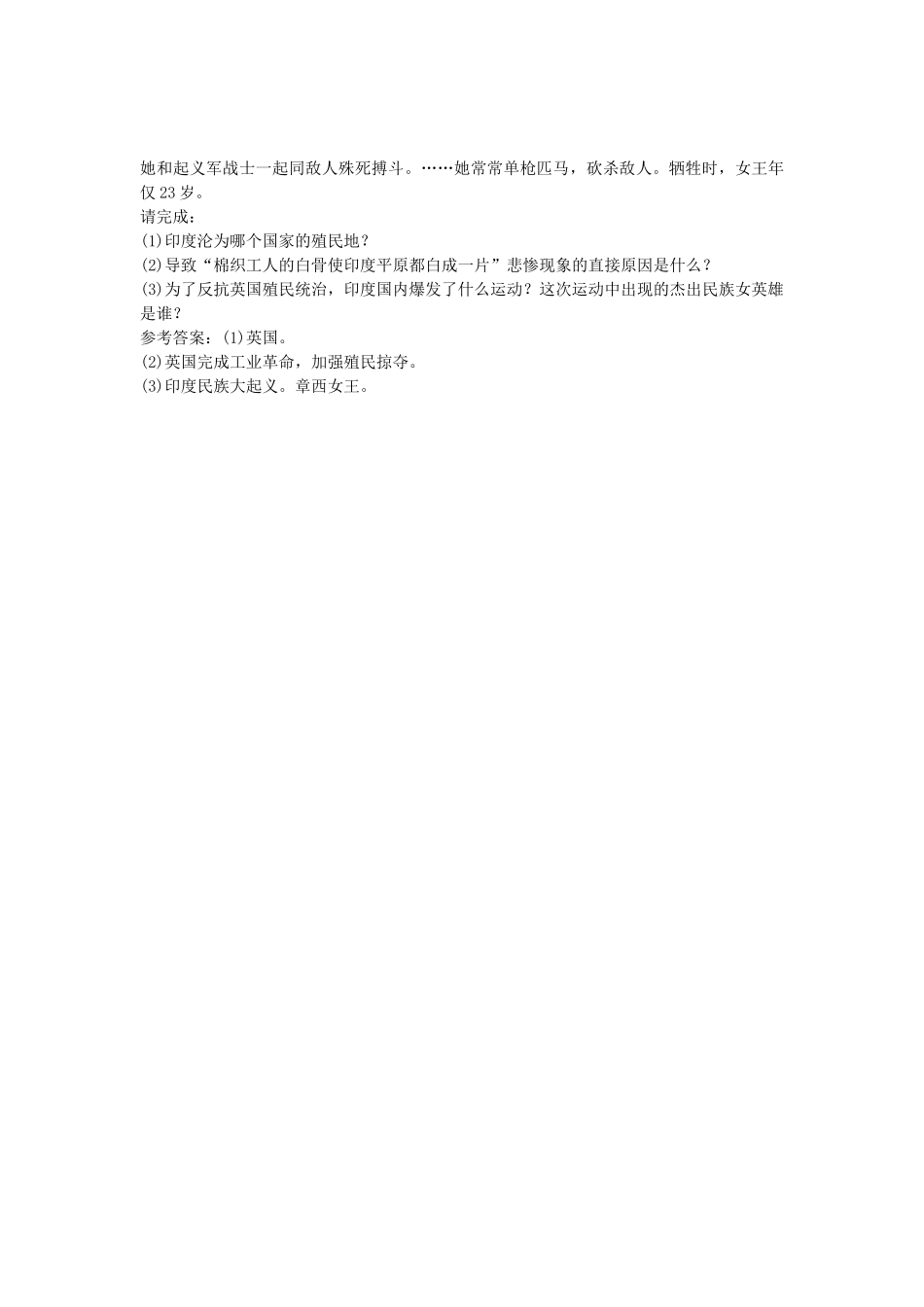 九年级历史上册 第16课 殖民地人民的抗争导学案 新人教版-新人教版初中九年级上册历史学案_第3页