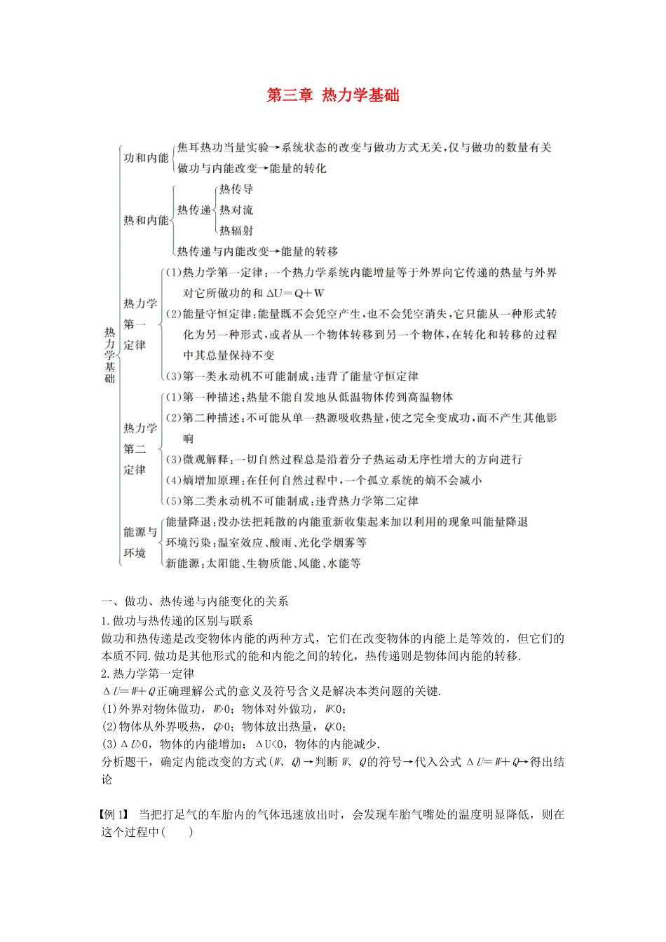 高中物理 第三章 热力学基础章末整合提升教案 粤教版选修3-3-粤教版高二选修3-3物理教案_第1页