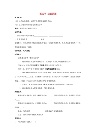春八年级物理下册 9.5《功的原理》学案（无答案） 鲁教版五四制-鲁教版五四制初中八年级下册物理学案