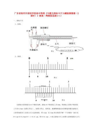 广东省陆河外国语学校高中物理《专题五游标卡尺与螺旋测微器（2课时）》教案 粤教版选修3-1